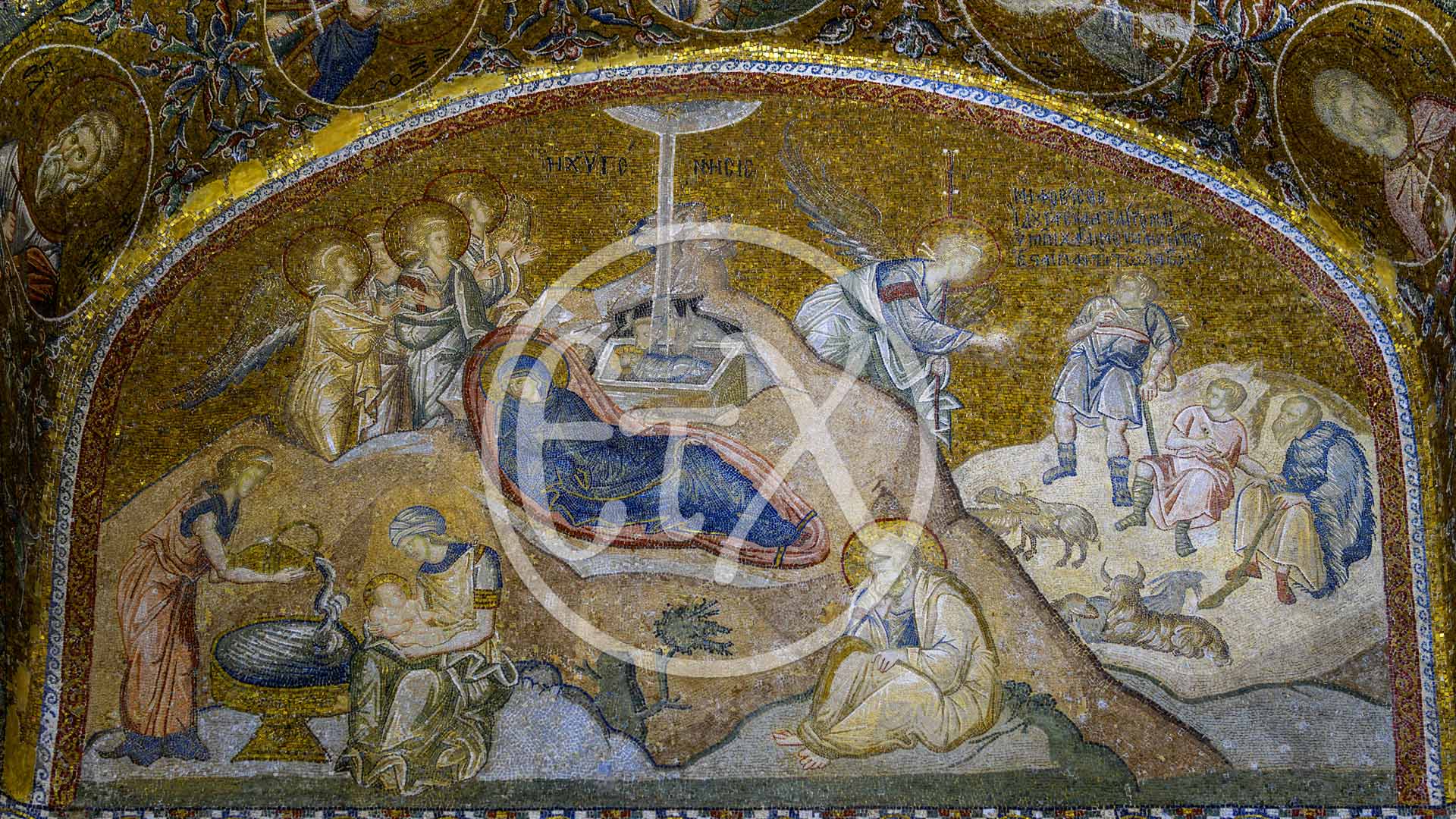 Full Byzantine mosaic of the Birth of Christ in the Chora Church - Εκκλησία της Χώρας, Η Γέννηση του Χριστού